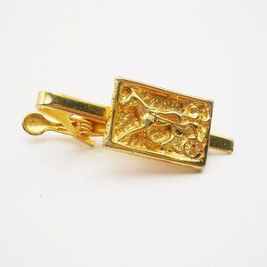 Vintage Sulky Harness Racing Tie Clip Bar Clasp gold tone Necktie Holder